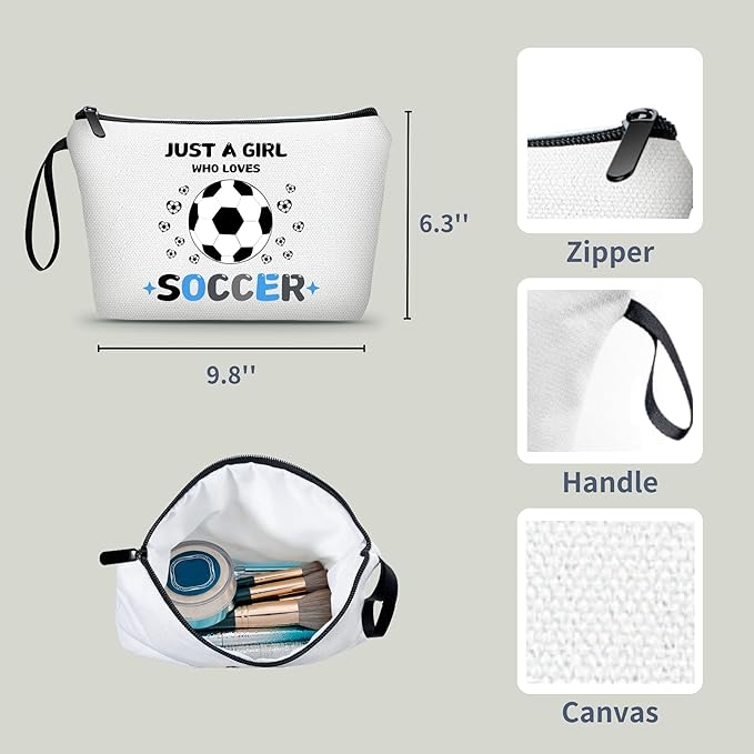 Soccer Gifts,Soccer Coach Gifts,Soccer Gifts for Girls,Cosmetic Bags for Women,Birthday Gifts for Girls,Soccer Mom Essentials,Daughter Gifts from Mom,Friendship Gifts for Women