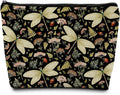 Vintage Floral Dragonfly Makeup Bag, Dragonfly Gifts Cosmetic Bags for Women, Dark Cottagecore Floral Botanical Insects Portable Travel Toiletry Bag Zipper Makeup Pouch