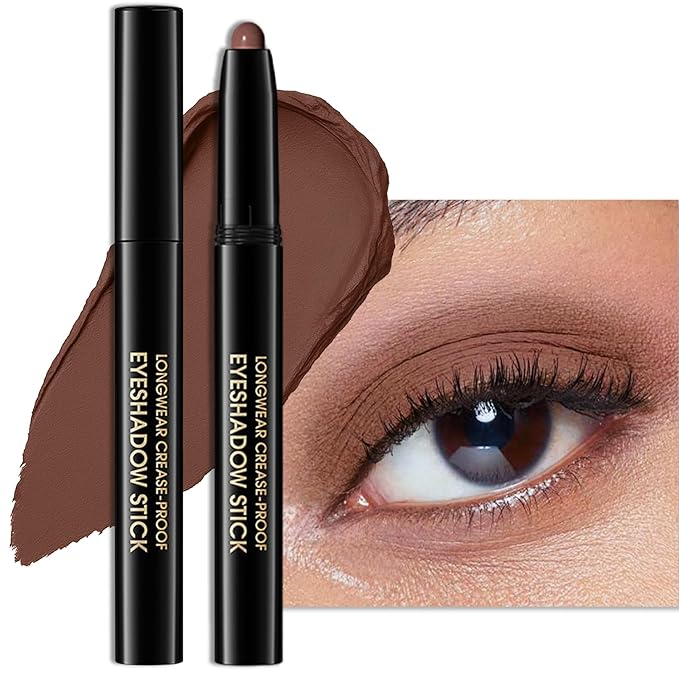 Erinde Waterproof Eyeshadow Stick, Cream Eye Shadow Stick, Long-Lasting, Crease-Proof, Cream to Powder Buildable & Blendable Eye Shadow Pencils Crayon, Vegan & Cruelty-Free, 02 Pecan
