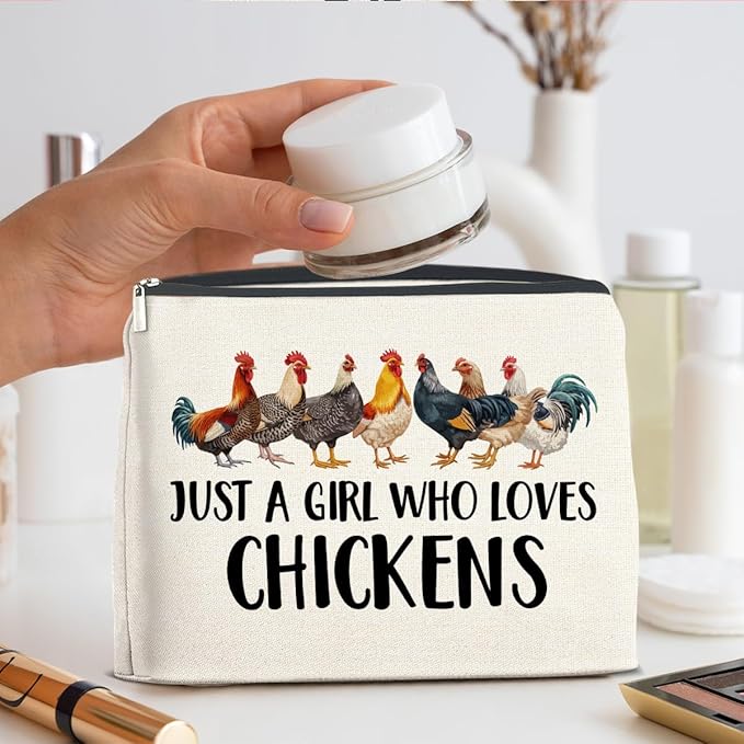 Chickens Gifts Makeup Bag Funny Chickens Gifts for Girl Women Cosmetic Bag Zipper Makeup Pouch Gift