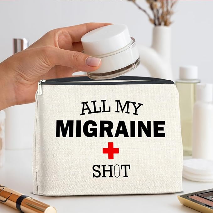 Medicine Cosmetic Bag Headache Migraine Awareness Gifts, All My Migraine Bag Zipper Makeup Pouch