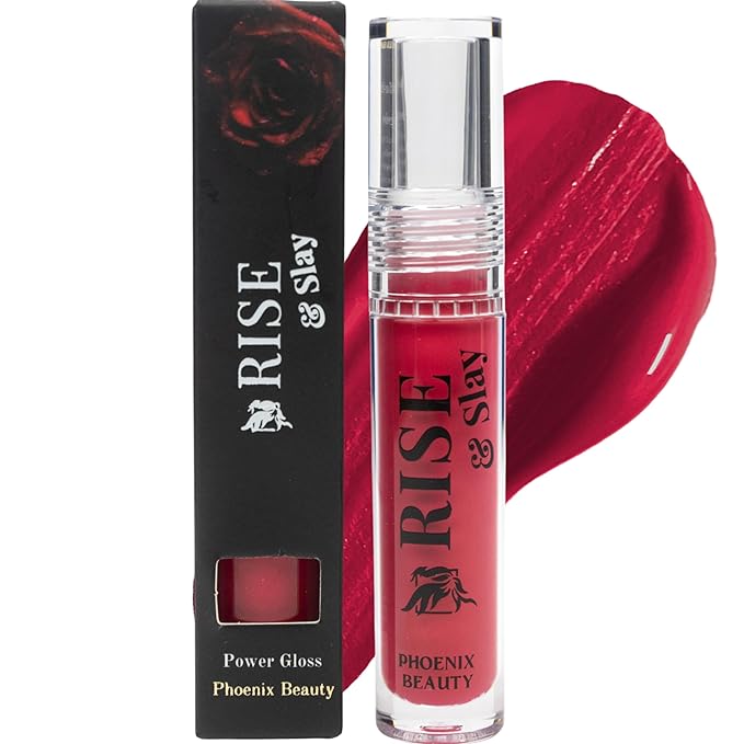 Magenta Lip Gloss – Phoenix Beauty Rise & Slay Power Gloss | Pomtini Raspberry Tint with Hyaluronic Acid, Jojoba & Castor Oil | High-Pigment, Non-Sticky Hydrating Shine (4.5ml)