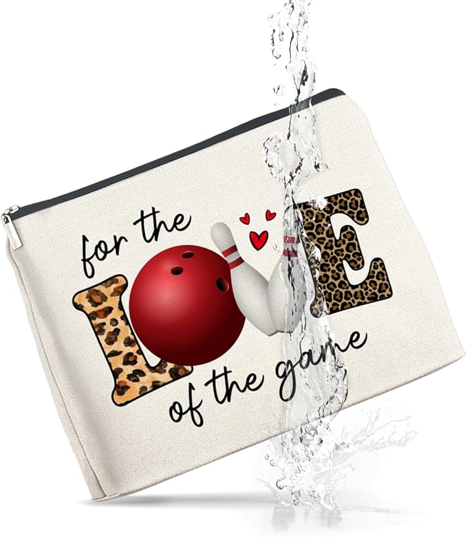 Bowling Gifts Makeup Bag Bowling Team Gifts for Women Coach Cosmetic Bag Bowling Zipper Makeup Pouch Gift, polychrome