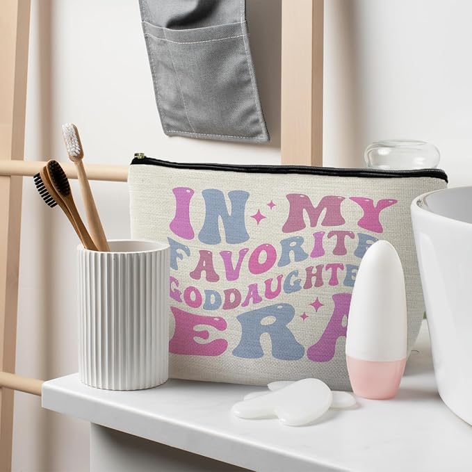 Goddaughter Gifts Makeup Bag, Goddaughter Gifts from Godmother Cosmetic Bags for Women, Gifts for Goddaughter Makeup Pouch Zipper Pouch