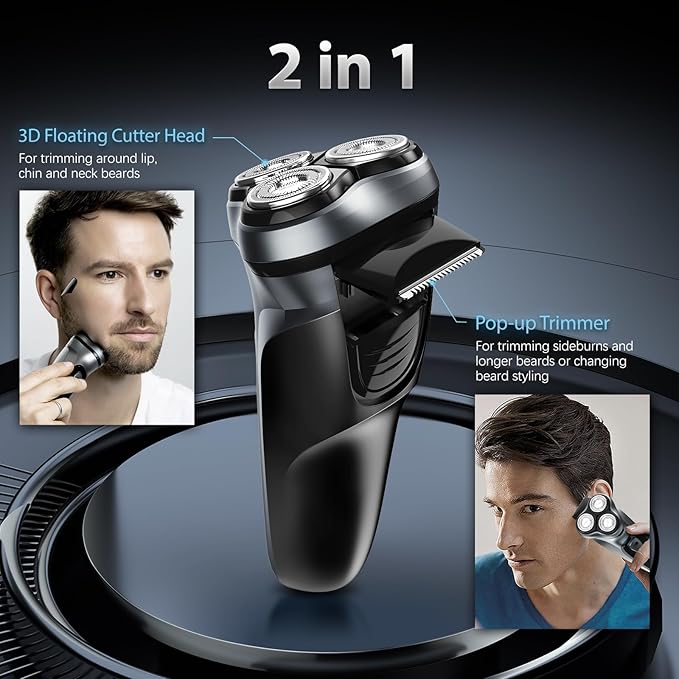 Sejoy Electric Razor for Men,Electric Shavers for Men,Face Shaver, Cordless Washable Rechargeable Shaving Machines,Pop Up Trimmer for Travel Home, LED Display,Fast Charging