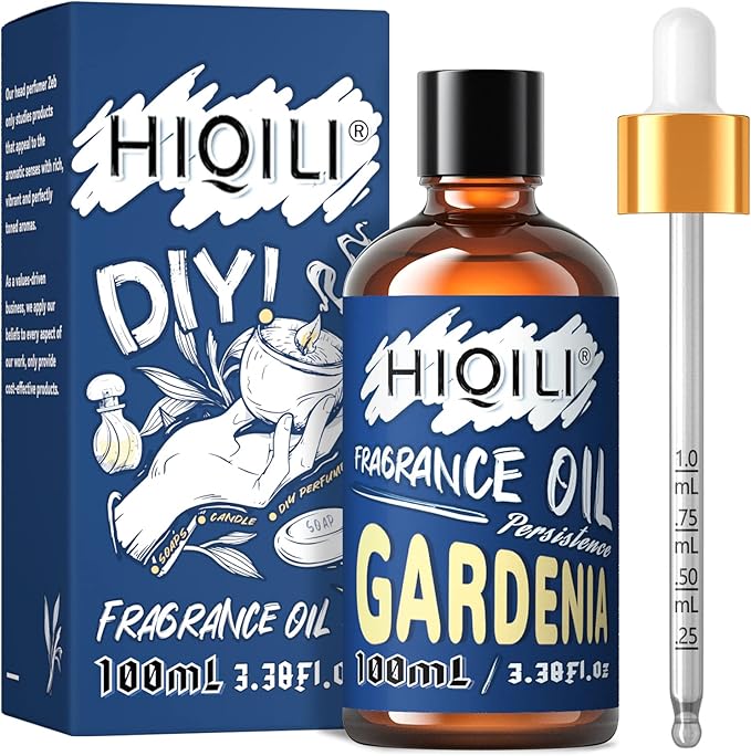 HIQILI Fragrance Oil Gardenia 100ml for Candle Making Scents, Essential Oil for Diffuser Soap Slime, Home Car Scented Oils 3.38 Fl.Oz