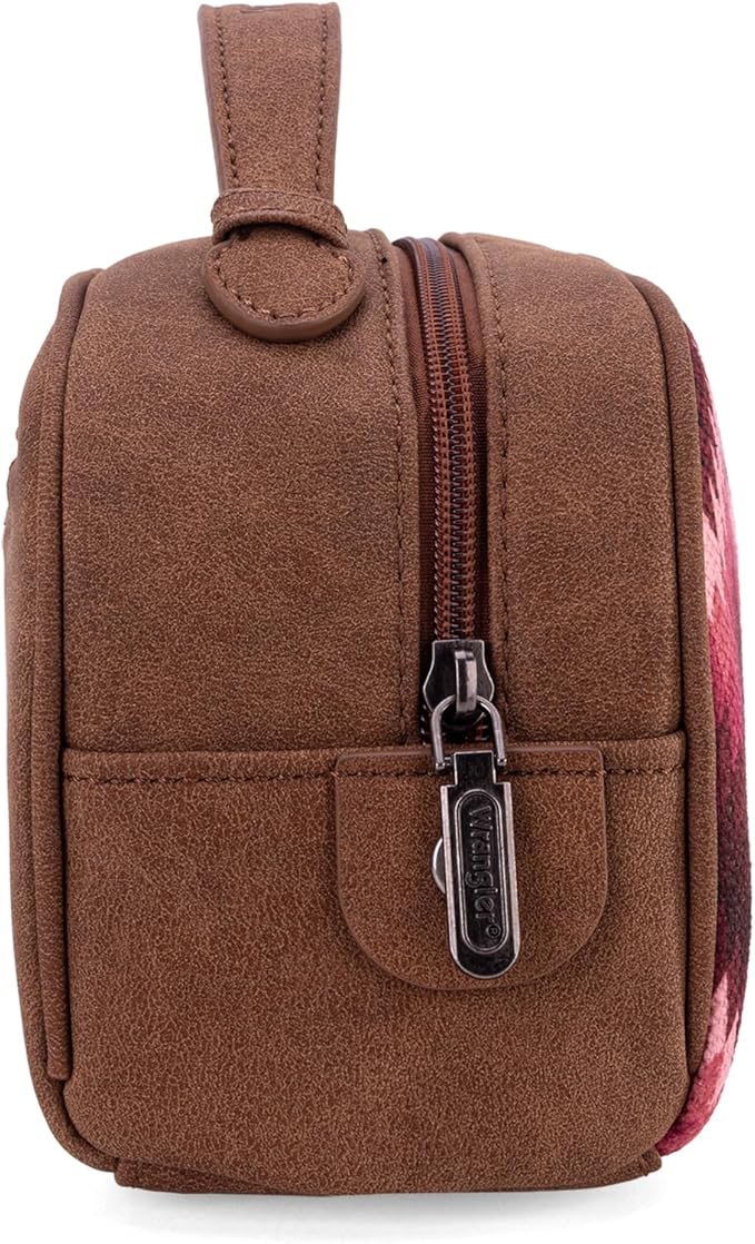 Montana West Wrangler Makeup Bag for Women Small Cosmetic Toiletry Bags Western Make Up Pouch Durable Cute Travel Purse, Dark Pink