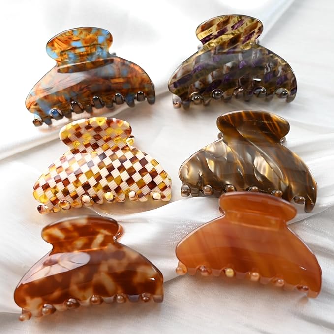Handmade Celluloid Acetate French Design Barrettes Tortoise Shell Claws Hair Claw Luxury Fashion Accessories Hair Clip for Women (check)