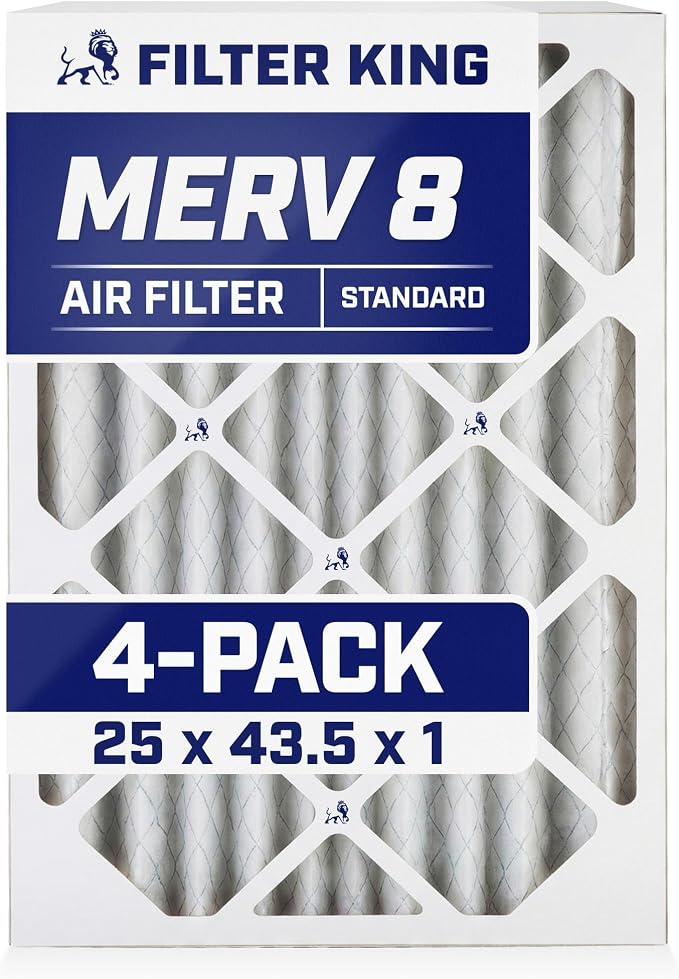 Filter King 25x43.5x1 Air Filter | 4-PACK | MERV 8 HVAC Pleated A/C Furnace by FilterKing