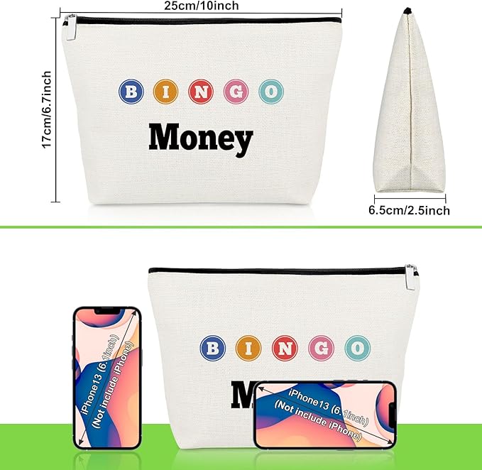Bingo Gifts Bingo Money Game Makeup Bag Funny Gambler Gifts for Player Casino Lovers Cosmetic Bag Casino Gambling Presents for Best Friend Christmas Birthday Travel Cosmetic Pouch Gambling Presents