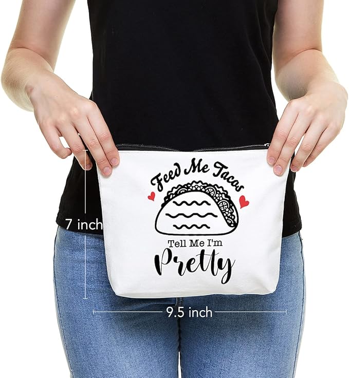 Funny Makeup Bag Gift for Women Best Friends Sister Taco Lover | Cute Taco Makeup Zipper Pouch Bag Cosmetic Travel Accessories Bag Toiletry Case Gifts for Birthday Christmas