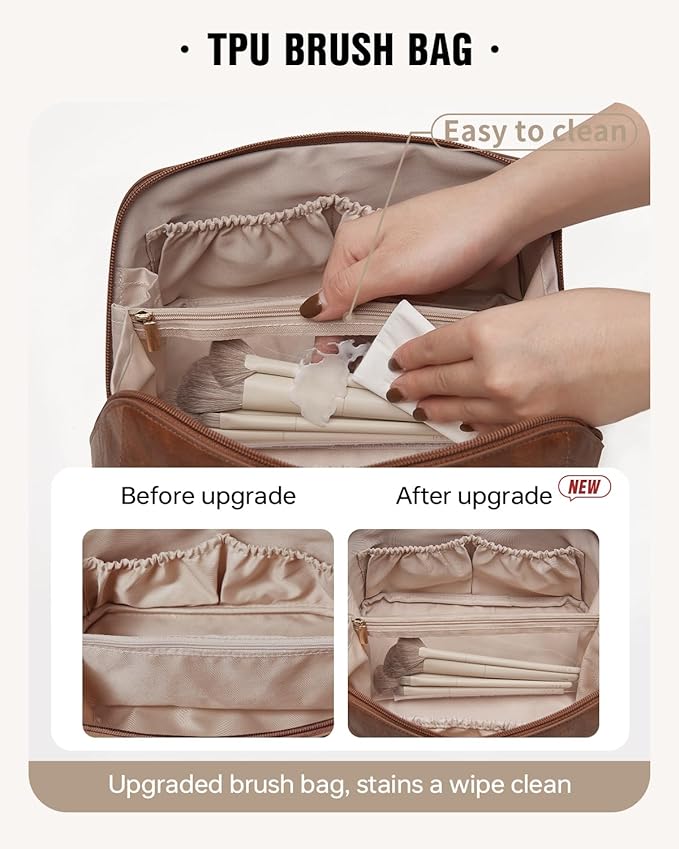 EACHY Travel Makeup Bag,Large Capacity Cosmetic Bags for Women,Waterproof Portable Pouch Open Flat Toiletry Bag Pattern Makeup Bag