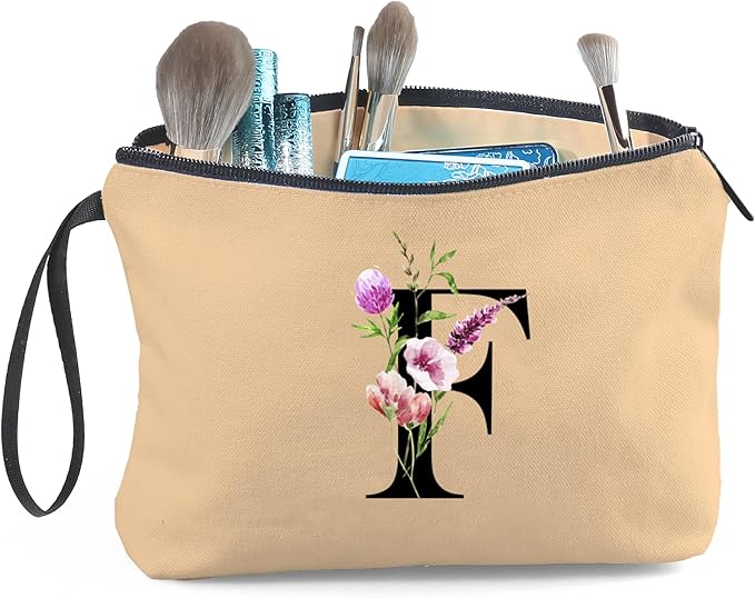 Birthday Thank You Appreciation Monogrammed Gifts for Mom Aunt Teacher Sister Friend Coworkers Bride Bridesmaid Makeup Cosmetic Bag with Mirror Mothers Day Christmas Graduation F