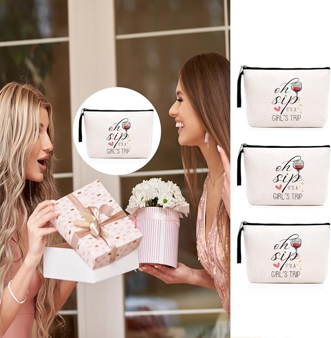Hanamiya Na 3Pcs Girls Trip Gifts Favors Weekend Bag Funny Makeup Bag Girls Weekend Gifts Friendship Weekender Bags for Women Girl Bridesmaid Cosmetic Bags Zipper Pouch Wedding Bachelorette Party