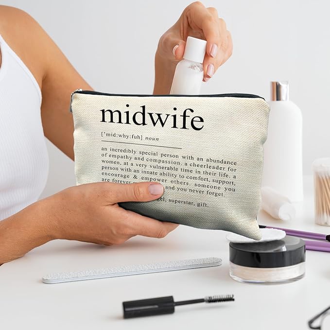 Midwife Doula Gifts, Midwife Definition Makeup Bag Gifts for OBGNY Doctors Nurses, Pediatrician Obstetrician, Gynecologist Midwife Appreciation Gifts for Women, Midwife Cosmetic Bag Pouch