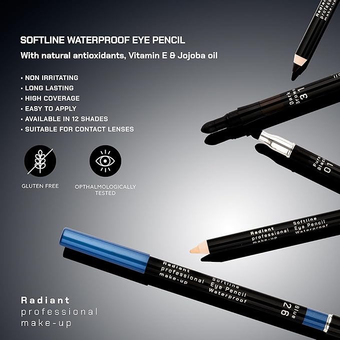 Radiant Professional Waterproof Eyeliner Pencil - Eyeliner Waterproof Smudge Proof for Woman - Long Lasting Under Eye Pencil for Smoky Eye - Soft Waterline Eye liner with Smudger Tool, Beige (29)