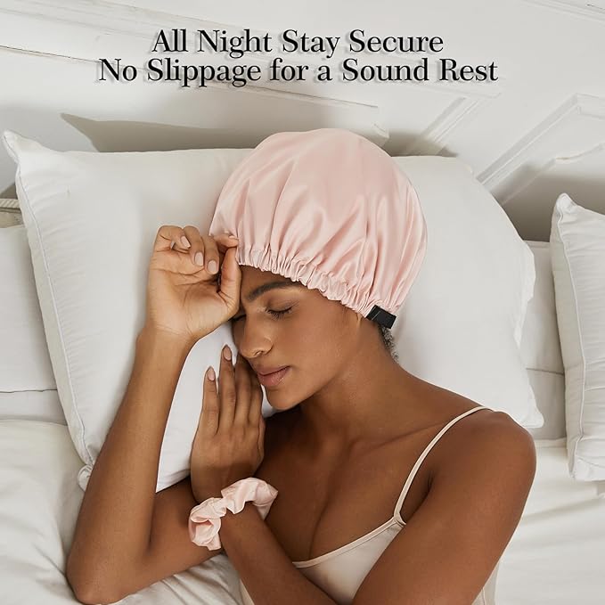 Satin Bonnet Silk Bonnet for Sleeping Women Double Layer Hair Bonnet Wrap Sleep Cap Gifts for Women Curly Hair