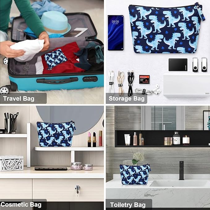 Travel Cosmetic Bag Anti-water Makeup Case Small Pouch Gift Women, Dinosaur