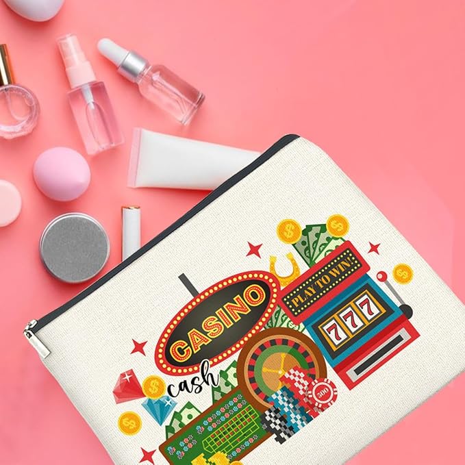 Casino Gifts Makeup Bag Vegas Casino Gifts for Women Friends Traveler Cosmetic Bag Zipper Makeup Pouch Gift