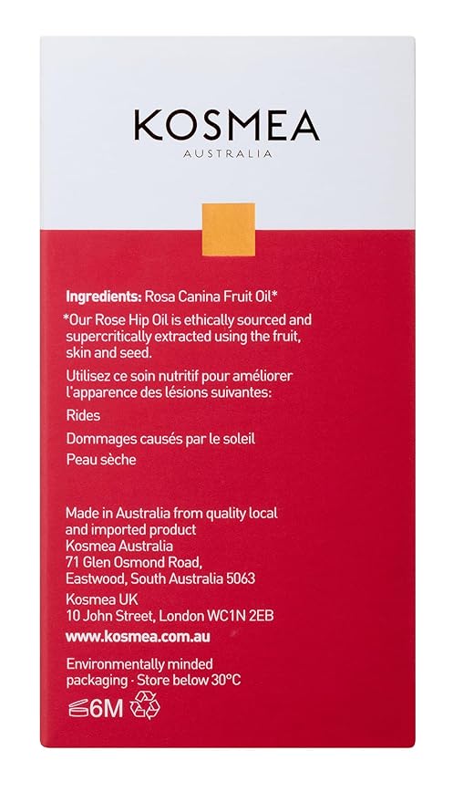 Kosmea Rosehip Oil – Anti-Aging Benefits for Face & Body – Premium Quality Super-critically Extracted Oil Using The Entire Fruit, Seed & Skin - 0.68 fl oz