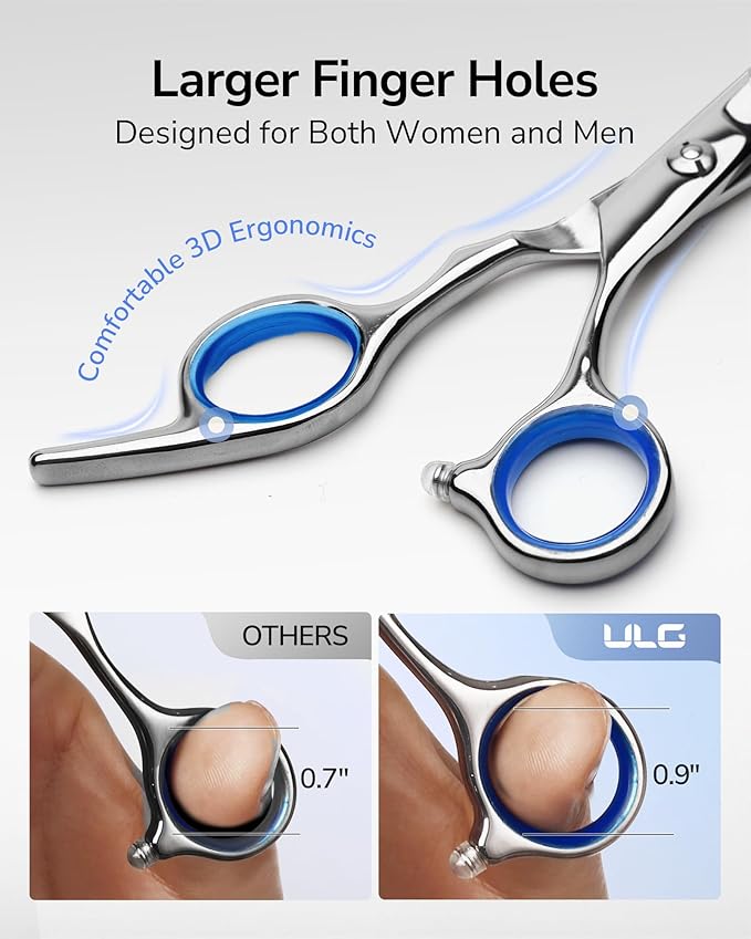 ULG Hair Cutting Scissors Thinning Shears Kit Professional Hairdressing Texturizing Salon Razor Edge Scissor Barber Kit1 Pro 6.5 inch Silver