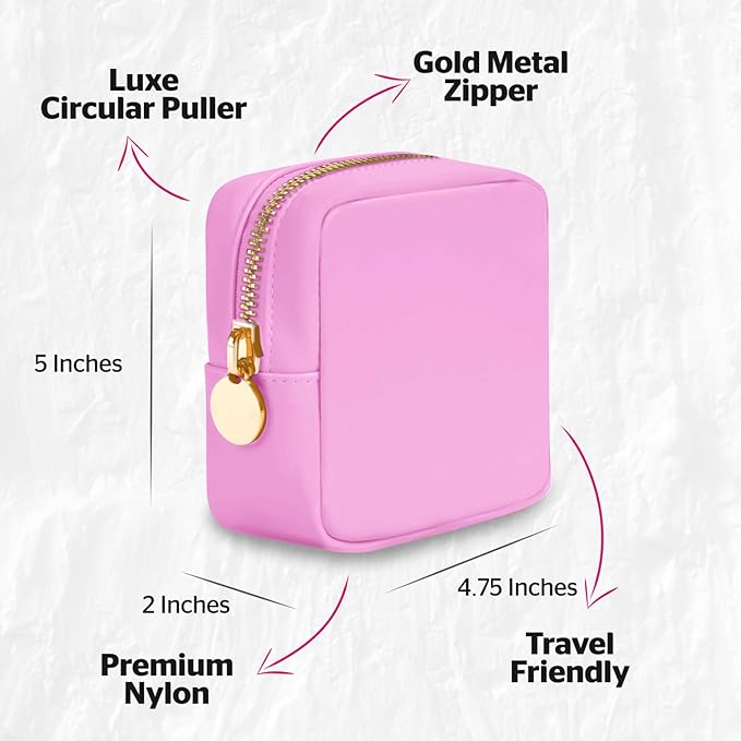 DANCOUR Nylon Makeup Bags for Women Large Preppy Travel Toiletry Pouch Cosmetic Bag Makeup Organizer