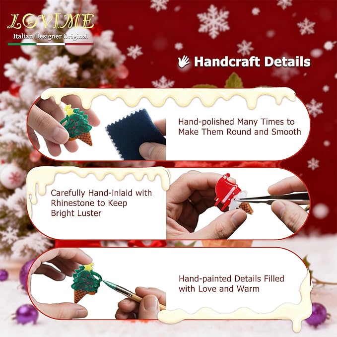 Original Italian Designed Mini Christmas Hair Claw Clips for Women, Strong Grip Plant-Based Acetate Hair Clips for Girls, Cute Christmas Tree Ice Cream Hair Accessories with Gift Box 1pcs