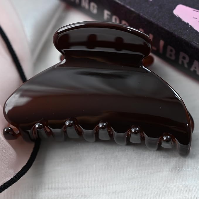 Handmade Celluloid Acetate French Design Barrettes Tortoise Shell Claws Hair Claw Luxury Fashion Accessories Hair Clip for Women (chocolate)