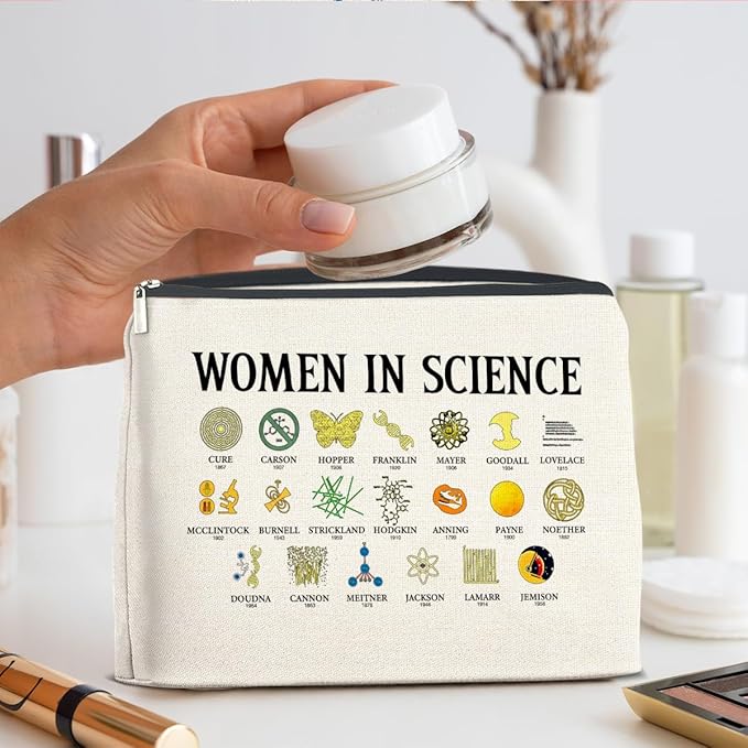 Makeup Bag Gifts for Science Teachers Science Lovers Woman in Science Cosmetic Bag Zipper Makeup Pouch