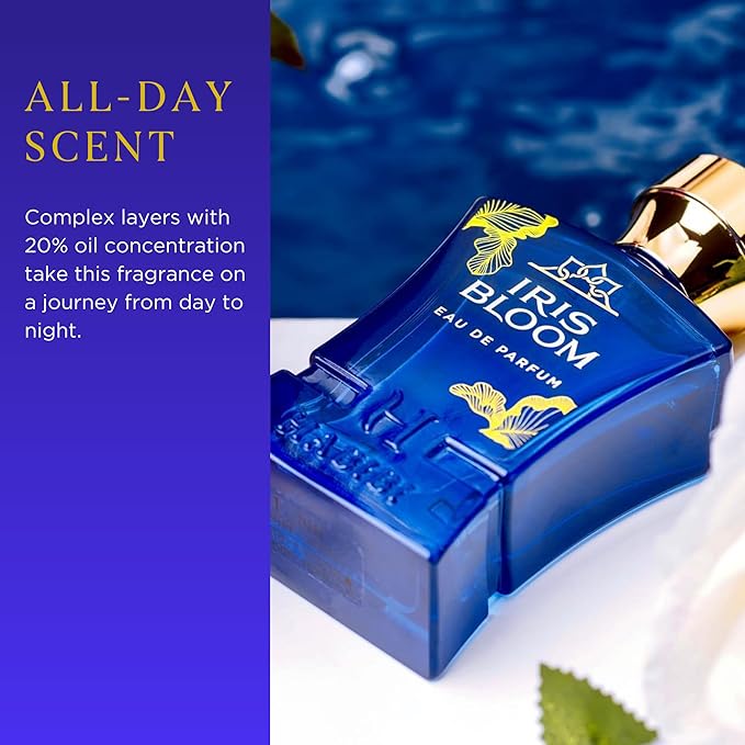 H HABIBI Iris Bloom Arabian Perfume for Women - 2.5 oz (75ML) Long Lasting Women's Fragrances, Floral Scent with Blackcurrant, Jasmine & Saffron Notes