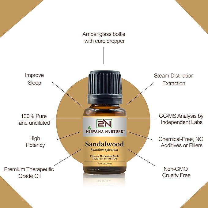 Sandalwood Essential Oil Aromatherapy Diffuser 100% Pure, Premium, Therapeutic Grade, Undiluted, for Calm and Relaxation, Skin Care, Hair Care