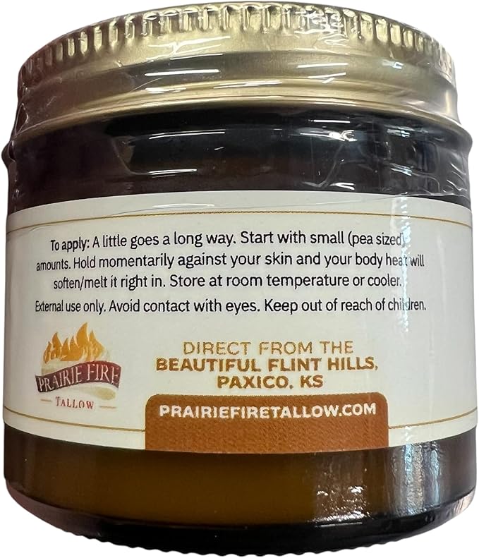 Grass Fed Beef Tallow Balm - 2 oz - Grown and Made in USA - Organic Grass Fed and Finished Tallow - Moisturizing Skin Care Fragrance Free