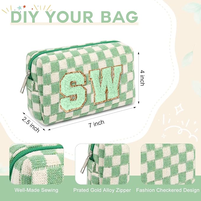 SOIDRAM Makeup Bag Preppy Cosmetic Bag Bulk Makeup Pouch Personalize Travel Toiletry Bag Organizer Cute DIY Makeup Brushes Storage Bag for Women