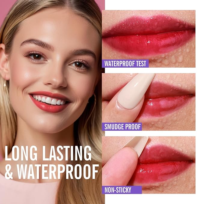 KIMUSE Tattoo Peel & Reveal Lip Stain, Waterproof Long Lasting Peel Off Lip Liner Tattoo, Non Stick Color Peel Off Mask Lip Gloss Makeup