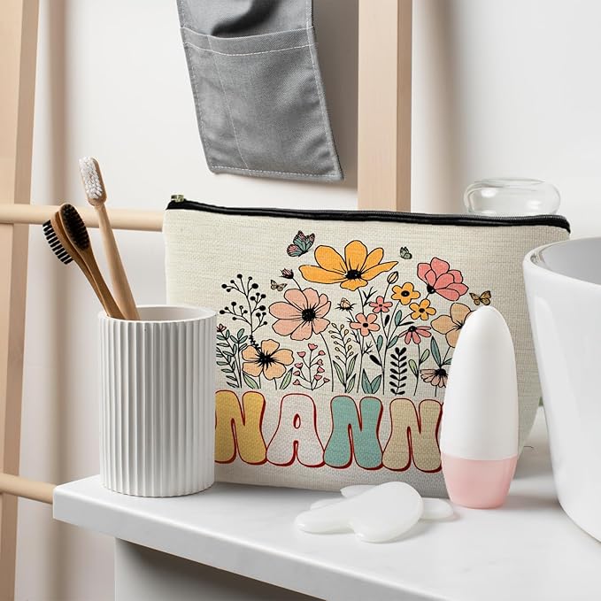 Nanny & Grandma Gift Set - Floral Makeup Bags & Pouch, Perfect for Birthdays or Any Occasion