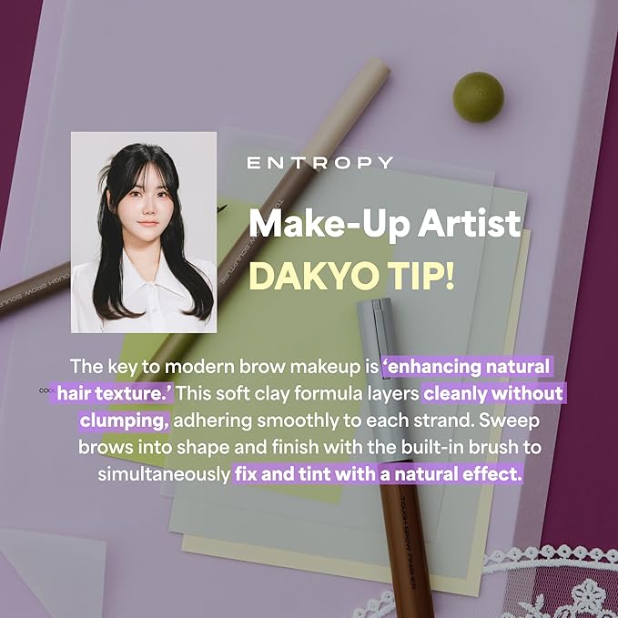 ENTROPY MAKEUP Tough Brow Finisher, 2-In-1 Brow Tint Mascara with Built-In Comb, Skinny Brush, Long-Lasting, Lightweight, Natural Hold and Soft Tint, Butter Cream