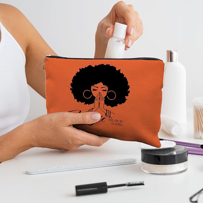 Black Girl Magic Makeup Bag - African American Girl & Women Gift - Cosmetic Bag