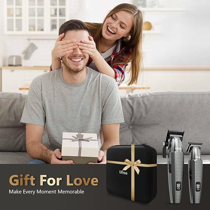 Ufree Professional Hair Clippers for Men, Clippers and Trimmers Set, Barber Clippers, Electric Beard Trimmer with Barber Bag, Gifts for Men，Gray