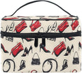 Makeup Train Case High Heels Handbags Print Carrying Portable Zip Travel Cosmetic Brush Bag Organizer Large for Women