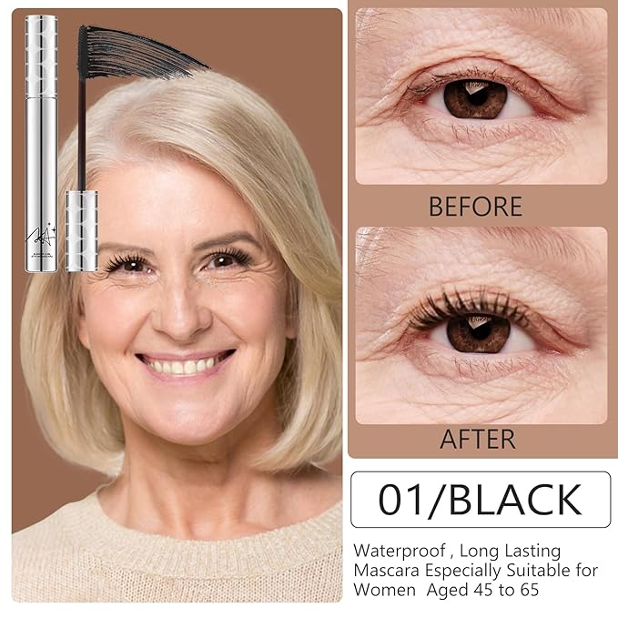 2Pack Black Mascara for Women, Prime Waterproof Volume and Length for Hypoallergenic Máscara with Long Lasting, Hypoallergenic, Lightweight for Sensitive Eyes, 01