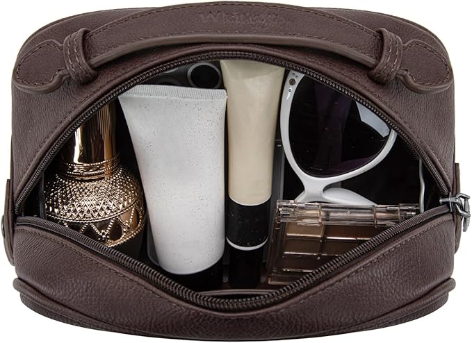 Montana West Wrangler Makeup Bags for Women Portable Toiletry Bag Small Travel Cosmetic Organizer for Gift Zipper Closure
