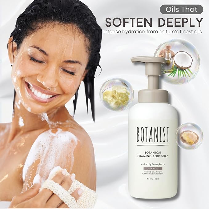 Botanist Shea Butter Body Wash Foaming for Women & Men, Moisturizing Liquid Soap for Sensitive & Dry Skin, Botanical Buttermilk™ from Japan, Sulfate & Paraben Free, Water Lily & Raspberry, 30.4 Fl Oz