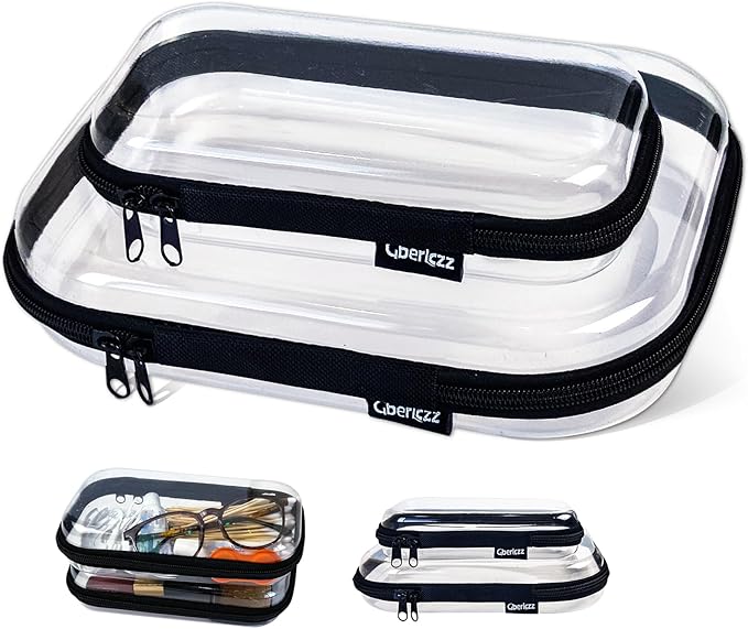 Clear Zipper Pouches for Organizer, Waterproof Hard Clear Zipper Case, Hard Plastic Pouch with Zippered