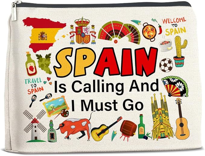 Spain Travel Gifts Makeup Bag - Spain Lover Cosmetic Bag Zipper Pouch