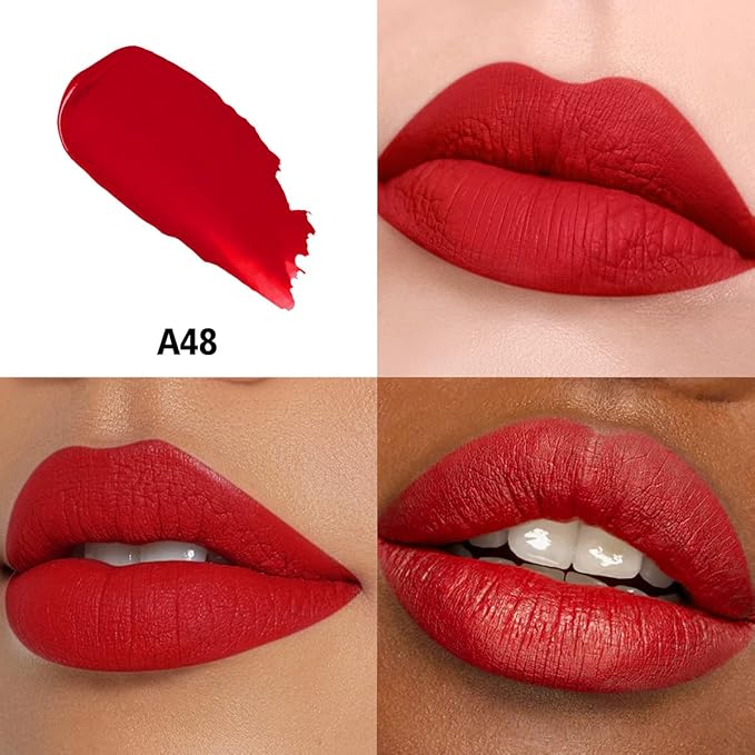 Dark Red Pink Berry Lipstick 3Pc Long Lasting Lipsticks for Women Pigmented Smudgeproof Transferproof Vegan Cruelty Free Lip Color, A66/44/48
