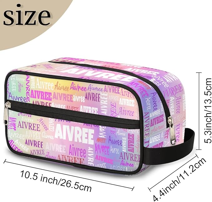 Custom Travel Cosmetic Bag with Name, Personalized Large Capacity Weekend Toiletry Bag Portable Bathroom Makeup Organizer, Colorful Pink Purple Galaxy Background