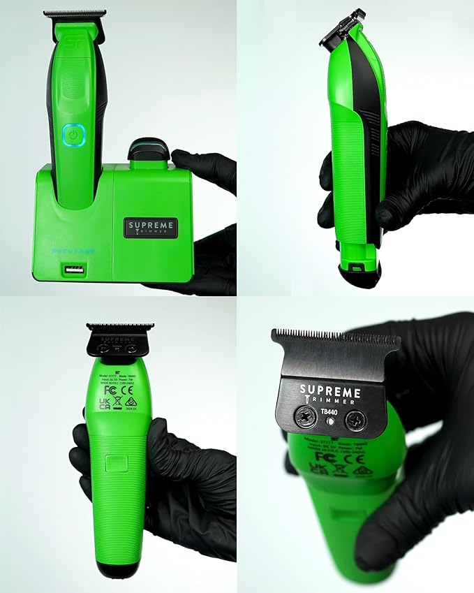 Supreme Trimmer Recharge ST777 – Professional Barber Trimmer with 2 Removable Batteries | 8000 RPM Motor, Zero Gap DLC Blades, Smart Charging Dock, USB-C Fast Charge