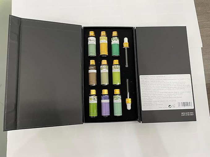 PHATOIL 9PCS Essential Oils Gift Set, 10ml/0.33fl.oz Scented Oils for Soap, Candle Making, Premium Quality Essential Oils for Diffuser, Humidifier, Massage
