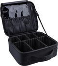 Travel Makeup Bag 10.4" Makeup Train Case Portable Artist Make Up Organizer Case with Adjustable Dividers Oxford Cloth Storage Case for Cosmetics Makeup Brushe (Black)