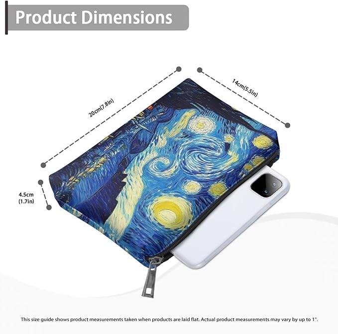 COEQINE Starry Night Makeup Bags for Women Leather Cosmetic Bags for Travel Party Bag Makeup Organizer Bag With Zipper Easy To Clean Fashion Cosmetic Travel Bag Small Cosmetic Wallet for Ladies